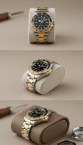 two-tone gold and steel GMT Swiss watch